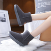 Winter Women's Short-Tube Snow Boot Plush Warm Women Shoes Suede Round-Toe Flat Heel Ankle Boots