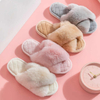 NEW Design Women Winter House Furry Slippers Women Cross Fluffy Fur Home Slides Flat Indoor Floor Shoes Ladies Flip Flops