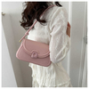 Women Soft PU Underarm Bag Retro Solid Color Ladies Handbags Fashion Girls Small Shoulder Bags Elegant Crossbody Bags 
