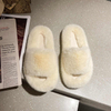 Home Slippers Women's Flat Shoes Female Lady Fur Slides Soft Plush Cotton Indoor Winter