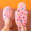 Women's Winter Bow Cotton Slippers Girl Home Non-Slip Plush Shoes Female Warm Slippers