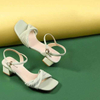 Chunky Heeled Sandals Retro Square Toe Open Toe Rome Shoes Fashion Small Fresh Party Dress Slippers Beach Slides