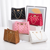 New Small Square Diamond Lattice Bag Pu Solid Zipper Fashion Single Shoulder Messenger Bag With Chain Ladies Handbag