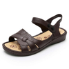 Women Comfortable Outdoor Sandals Casual Plus Size Slippers Round on Plus Size Wedge Shoes Soft Leather Flat Mom Shoes