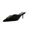 New cheap women's shoes summer pointed toe half slippers lady's stiletto mid heel sandals
