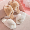 NEW Design Women Winter House Furry Slippers Women Cross Fluffy Fur Home Slides Flat Indoor Floor Shoes Ladies Flip Flops