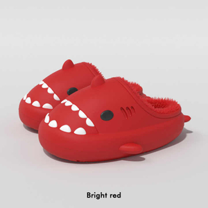 Couple Home Slippers Winter Household Cartoon Shark Kids Slippers Women's Indoor Waterproof Thick Bottom Man Plush Slipper