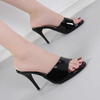 Women Slippers Sandals Summer High Heels Sexy Stiletto Ladys Shoes Heels Out Slide Red Open Toe Party Shoes
