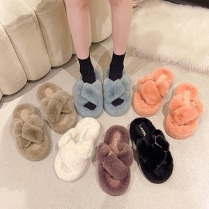 Winter Fashion Soft Warm Comfort Flat Fur Slipper Brand Designer Slip On Loafers Mules Flip Flops Casual Indoor