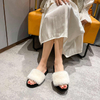 Winter Women Furry Slippers Soft Plush Floor Shoes Indoor Ladies Warm Home Slippers Open Toe Fluffy House Slides