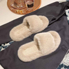 Home Slippers Women's Flat Shoes Female Lady Fur Slides Soft Plush Cotton Indoor Winter