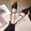 Delicate Leather Sandals Woman Pointed Toe Slippers Flat Low Heels Mules Ladies Casual Slides