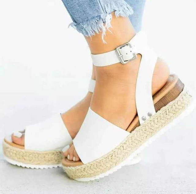 Women's Ankle Strap Platform Sandals Casual Shoes Women Summer Fashion Weave Non-Slip Sandalias