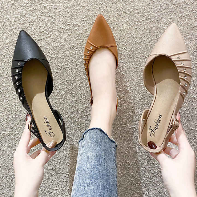 Women's sandals fashion ins diamond-studded outdoor wear low-heeled thin-footed female shoes