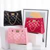 New Small Square Diamond Lattice Bag Pu Solid Zipper Fashion Single Shoulder Messenger Bag With Chain Ladies Handbag