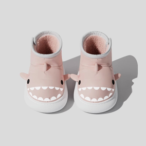 Plush Shark Boots Kids Winter Warm Cartoon Cotton Shoes Boy Girls Non-Slip Waterproof Outdoor Home RAIN BOOTS Shoes