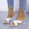 New women's shoes summer Korean style square toe fish mouth braided sandals and slippers women's slip-on fashion shoes