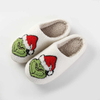 Christmas Hat Plush Slippers Women's Winter Warm Funny Cute Home Green Haired Monster Slippers New Year Non Slip Cotton Shoes