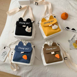Cute Canvas Shoulder Women's Little Rabbit Korean Version Crossbody Bag Female Student Cotton Handbag