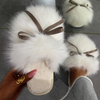 Outwear furry shoes women autumn winter bowknot household plush cotton slippers