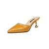 Summer new slippers women's medium heel stiletto comfortable sandals pointed toe nude color slimming women's shoes