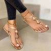New Women Fashion Casual Beach Outdoor Summer Sandals Metal Decoration Ladies Flat Shoes