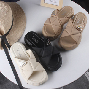  Beach Woman PU Platform Sandals Slides walking shoes summer cross Sandal 