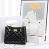 New Small Square Diamond Lattice Bag Pu Solid Zipper Fashion Single Shoulder Messenger Bag With Chain Ladies Handbag