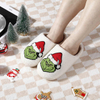 Christmas Hat Plush Slippers Women's Winter Warm Funny Cute Home Green Haired Monster Slippers New Year Non Slip Cotton Shoes