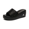 Women's Slippers Ladies Casual Platform Wedges Sandals Fashion Open Toe Diamond Rhinestone Sandals Heel Thick Bottom Slides