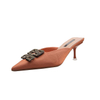 New cheap women's shoes summer pointed toe half slippers lady's stiletto mid heel sandals