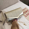Women Envelope Evening Bag Glitter Ladies Chain Shoulder Bags Shiny Silver Long Purse Female Wedding Party Clutches Mini Handbag