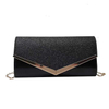 Women Envelope Evening Bag Glitter Ladies Chain Shoulder Bags Shiny Silver Long Purse Female Wedding Party Clutches Mini Handbag