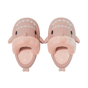 Winter Plush Shark Slippers For Women Man Couple Slides Soft Cartoon Indoor 4cm Thick Sole 
