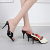 Women Slippers Sandals Summer High Heels Sexy Stiletto Ladys Shoes Heels Out Slide Red Open Toe Party Shoes