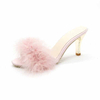 Women Summer New Fashion Hairy Stiletto Sandals Word Drag Open Toe Wear High Heel Slippers