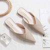 Flat Pointed Baotou Half Women's Lazy Muller Sandals Single Shoes PU Office dress elegance ladies temperament 