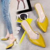 Spring new mid-heel stiletto pointed sandals fashionable closed-toe rivet slippers
