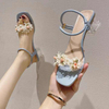 Chunky Heeled Sandals Retro Square Rome Shoes Small Fresh Party Dress Slippers Beach Slides