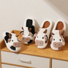 Cows Fluffy Fur Slippers Women Winter Warm Closed Plush Home Slippers Flat Cute Animal Slides Shoes