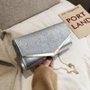 Women Envelope Evening Bag Glitter Ladies Chain Shoulder Bags Shiny Silver Long Purse Female Wedding Party Clutches Mini Handbag