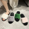 Winter Women Furry Slippers Soft Plush Floor Shoes Indoor Ladies Warm Home Slippers Open Toe Fluffy House Slides