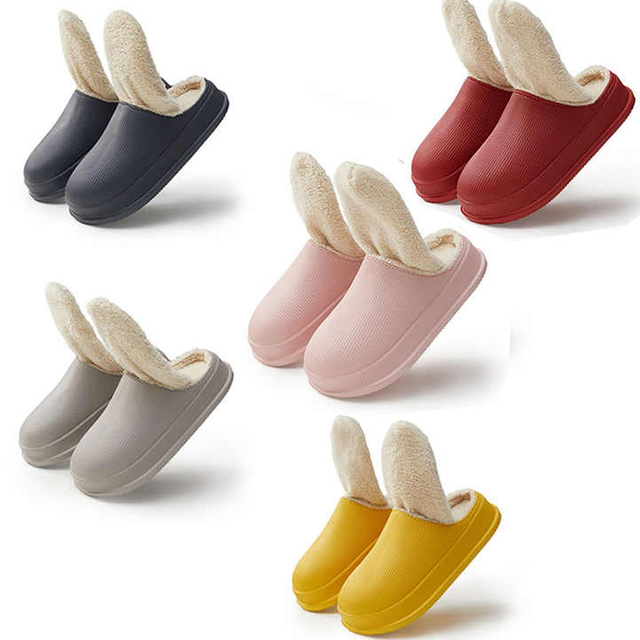 EVA hot autumn winter non-slip lovers home thick bottom indoor plush waterproof cotton slippers female warm garden clog