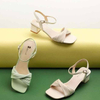 Chunky Heeled Sandals Retro Square Toe Open Toe Rome Shoes Fashion Small Fresh Party Dress Slippers Beach Slides