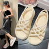 Women Gladiator Flat Heels Sandals Summer Shoes Ankle Strap Platform Casual Sandalias