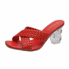 New women's shoes summer Korean style square toe fish mouth braided sandals and slippers women's slip-on fashion shoes
