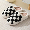Cute Cartoon Checkerboard Winter Plush Slippers Quiet Ultra Light Non-Slip Floor Indoor Cotton Shoes