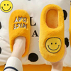 Popular Cartoon Home Warm Couple One Word Thick Bottom Slippers Women's Shoes Cotton Slippers
