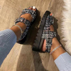 Women Sandals Summer New Flat British Wind Embroidery Thick-soled Casual Roman Designer Shoes Platform Sandals