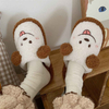 Winter House Fur Slippers Warm Cotton Shoes Cute Lovely Cartoon Dog Indoor Bedroom Women Ladies Furry Slides